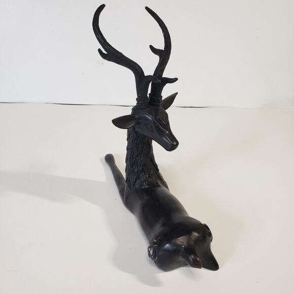 Vintage Hollywood Regency Bronze Reclining Stag Deer Sculpture 7" RARE - Picture 2 of 11